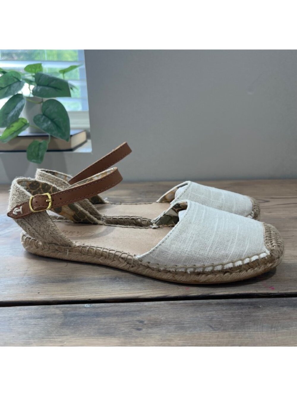 Sperry Hope Flats Espadrilles Womens 8 Cream Canvas Upper - Picture 2 of 9